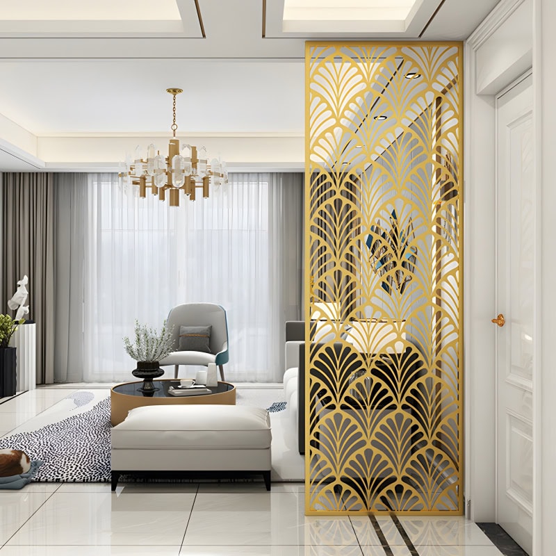 Golden minimalist style stainless steel room partition